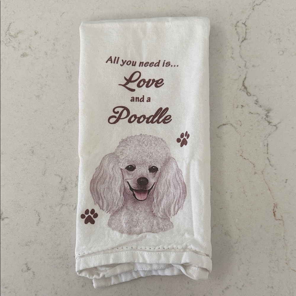 White Dog Towel with Poodle Design